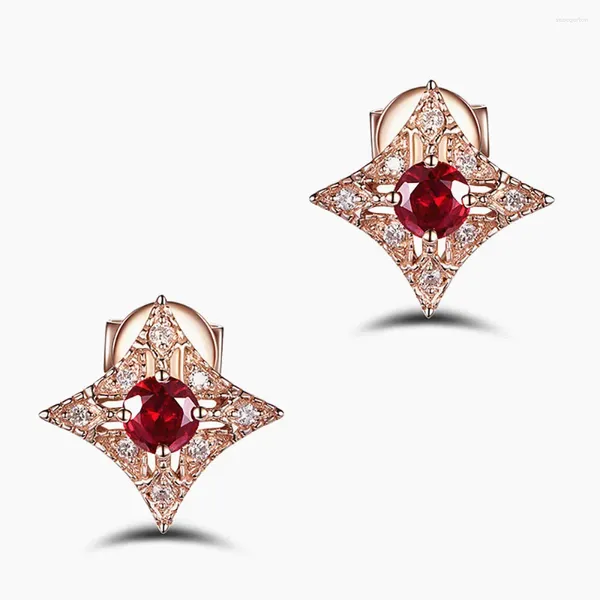 Orecchini a lobo Intaglio vintage Cristallo rosso Rubino Pietre preziose Diamanti per le donne Gioielli tono oro rosa Bijoux Moda Brincos Regali