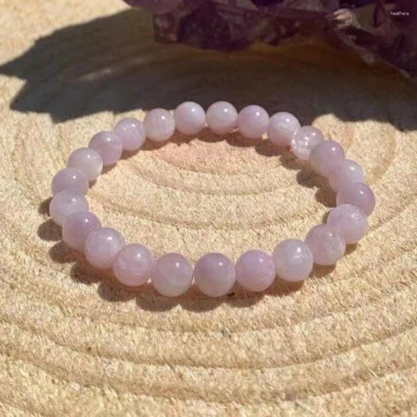 Bracciali a maglie MG1823 Bracciale Kunzite naturale da 8 mm Bracciale con pietra preziosa curativa Chakra Amore divino Gioielli con protezione dell'energia negativa