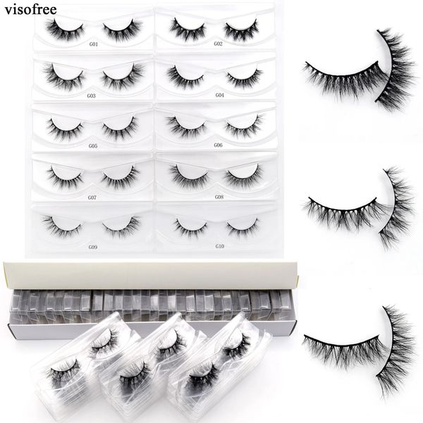 Visofree 30/60/100 Çift Mink Lashes Hiçbir Kutu 3D Mink Kirpikler Kısa Doğal Mink sahte kirpik Dökme Zulümsiz Makyaj Kirpik 240119