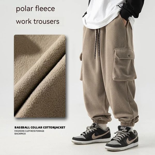 Winter Fleece Hosen Männer Warme Dicke Casual Harem Hosen Koreanische Jogginghose Männliche Hosen Mode Männer Jogger Cargo Hosen 240124