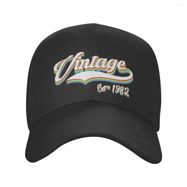 Ballkappen, coole Vintage-Mütze zum 1982-Geburtstag – Trucker-Mütze für Männer und Frauen, personalisierbar, verstellbar, Unisex, 40. Jahre alt, Baseballkappe im Freien