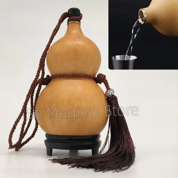 Bottiglia d'acqua di zucca essiccata Zucche naturali pure Artigianato Calabash Ornamento Decor con coperchio Porta bevande Scrivania Regalo di Natale 240129