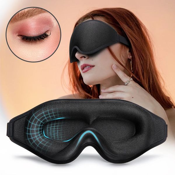 Máscara de sono 3D Natural Sleeping Eye Mask Conforto Tridimensional Design Memória Espuma Máscara Facial Eyeshade Noite Respirável 240127