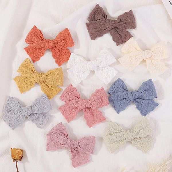 Saç aksesuarları 2pcs Moda Nakış Bowknot Güvenli Klipler Bebek Bebek Saç Pençeleri Sevimli Barrettes Mezarlar Çocuk Hediye Toptan Satış