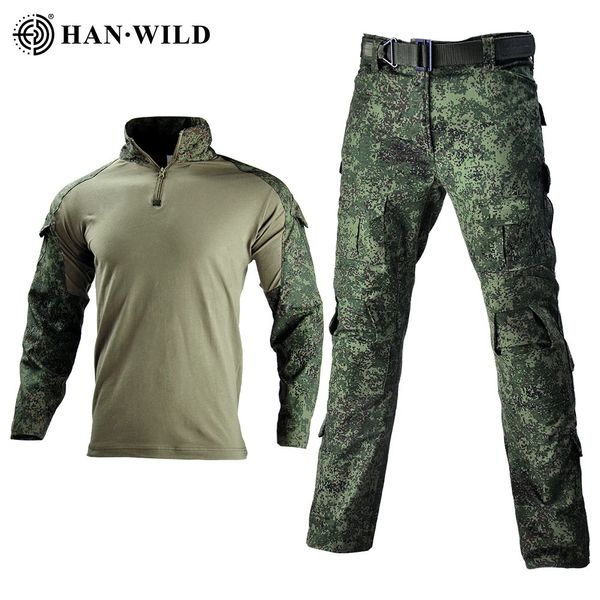 Tactical Military Uniform Combat Camo Russian Army Suits Training Team Airsoft Paintball Shirts Cargo Pants Pads Mens Clothes 240124