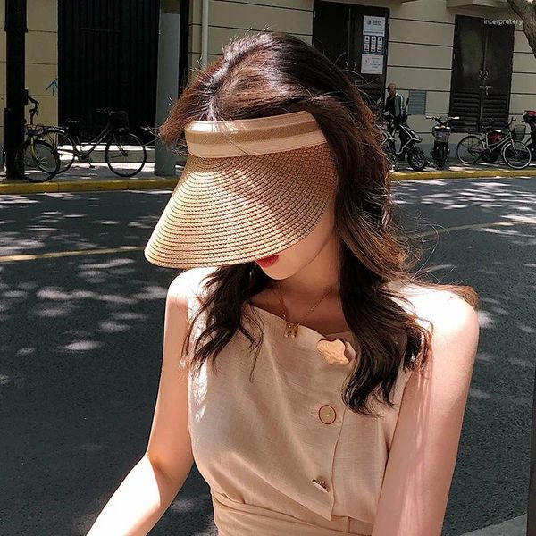Geniş Memlu Şapkalar Yaz Boş Top Hasar Şapkası Kadınlar için Açık Plaj Güneş Koruyucu Vizör Kapağı Kadın El Yapımı UV Koruma Büyük Güneş