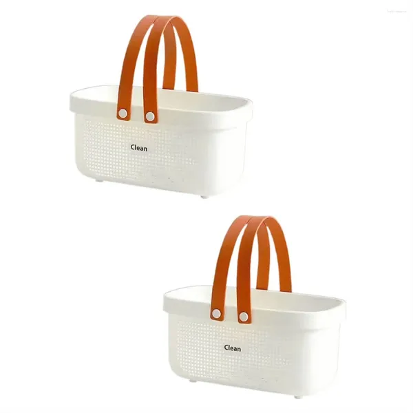 Sacchetti per gioielli Cestino portaoggetti in plastica con manico Contenitore per doccia portatile Tote Organizer per bagno Cucina Dormitorio Camera da letto D