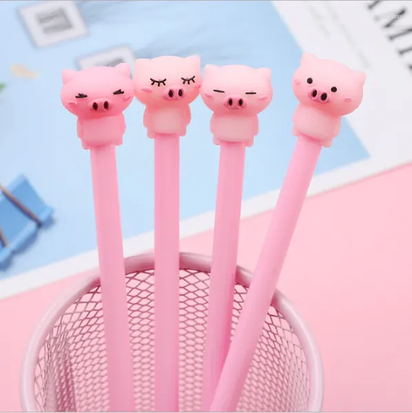 2pcs kawaii розовый силиконовый свинья гель -ручка в школе поставки офис студенческие канцелярские товары роллеры черные чернила 0,5 мм