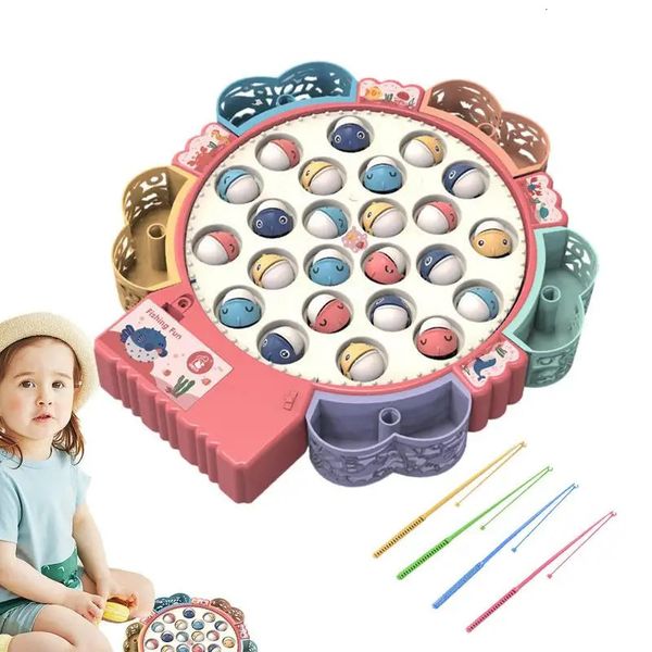 Gioco di pesca magnetico Giocattolo Famiglia Bambini Cortile Giochi di giocattoli colorati con 4 canne da pesca Asta rotante e tavola per pesci 240118