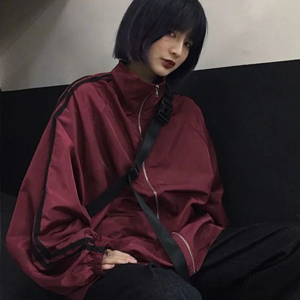 Oversize-Jacken für Damen, BF-Stil, schick, Harajuku, sonnenbeständig, koreanische Windjacke, Mäntel, Reißverschluss, Streetwear, Frühlings-Outwear 240125