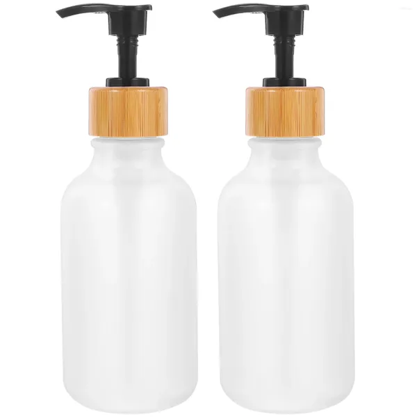 Aufbewahrungsflaschen 2 Stück Frosted Reinigungsflasche Shampoo mit Pumpspender Flüssiglotion Die Haustierseife für Küchenspüle Hand