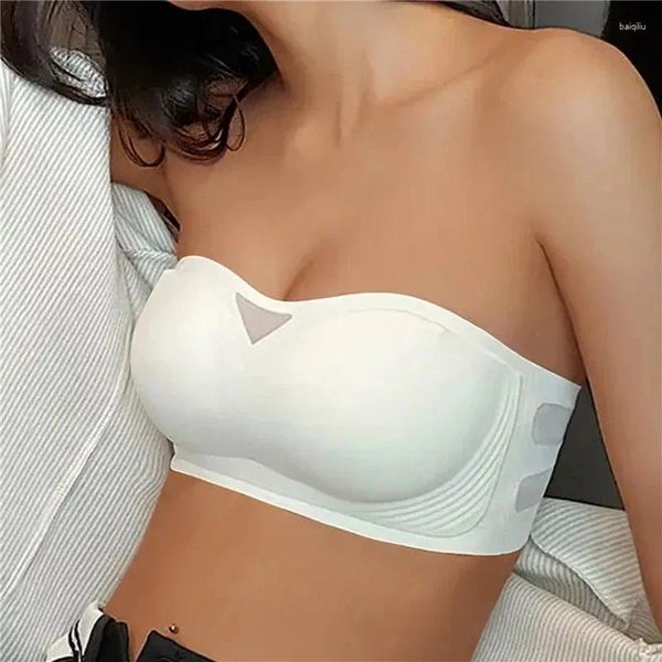 Roupa de yoga feminina sexy sem alças sutiã antiderrapante sólido invisível push up sutiãs sem costura roupa interior sem alças bralette lingerie