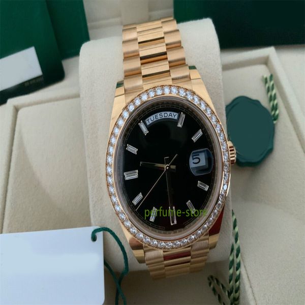 Brand World Luxury Watch En İyi Versiyon 40mm Sarı 18K Altın Elmas Bazel Kadran Setleri Otomatik Eta Cal.2824 İzle 2 Yıllık Garanti Erkek Saatler