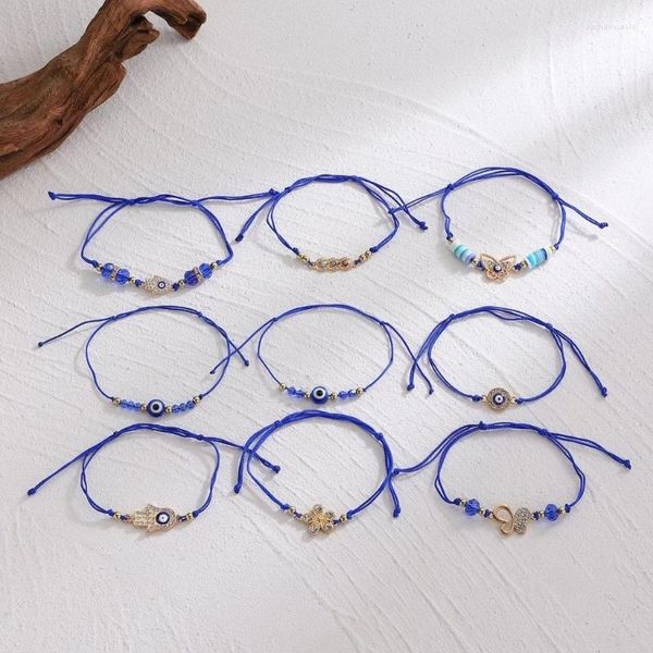 Charm-Armbänder, 3 Stück, für Damen und Herren, Teufelsauge-Armband, Minderheit, Retro, verstellbar, Blau