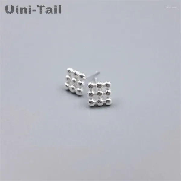 Ohrstecker Uini-Tail 925 Tibetsilber Einfache Wilde Persönlichkeit Mini Neun Platte Mit Perlen Koreanische Version Der Mode