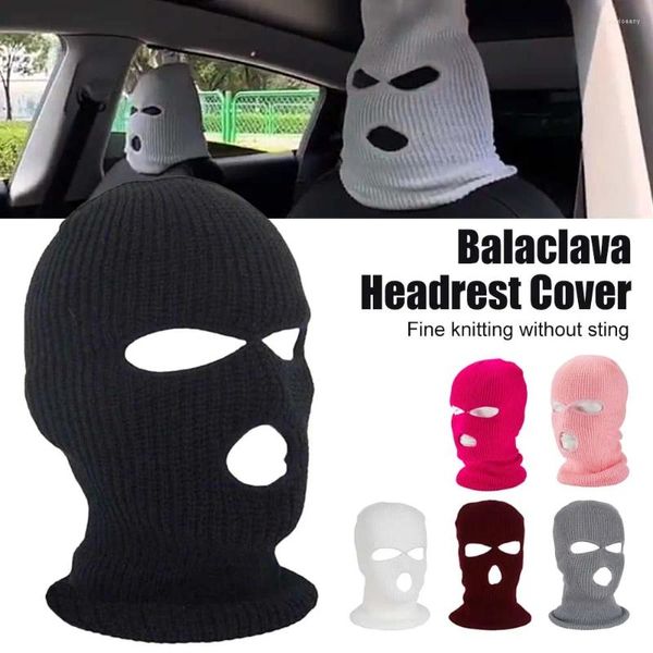 Capas de assento de carro universal capa de encosto de cabeça balaclava 3 buracos completo halloween natal engraçado decoração para tesla bmw benz nissan