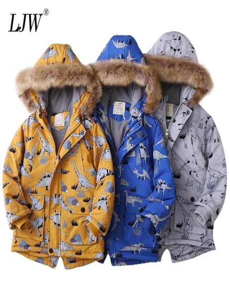 Menino quente com capuz coatoutwear crianças jaqueta de inverno dinossauro velo denim para meninos jaqueta crianças roupas212p9701207