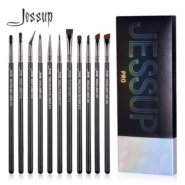 Jessup Eyeliner-Pinsel-Set, 11-teiliges Eyeliner-Pinsel-Set, professionell, konisch abgewinkelt, flach, ultrafein, präzises Eyeliner-Pinsel-Set T324 240127