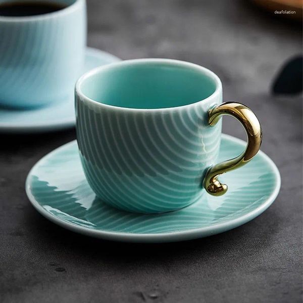 Kupalar Avrupa lüks espresso fincan ve tabak seti ev gelişmiş duyu ikindi çayı ins stil tatlı küçük