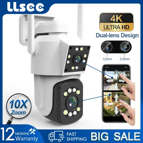 Telecamera esterna WiFi PZT 8MP 4K Zoom 10X Sicurezza IP Visione notturna a colori Chiamata bidirezionale Monitoraggio mobile