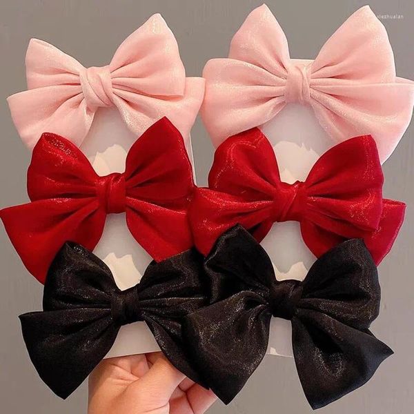 Acessórios de cabelo brilhantes cetim arco hairpin para crianças moda coreano doce princesa meninas clássico bowknot clip headdress atacado