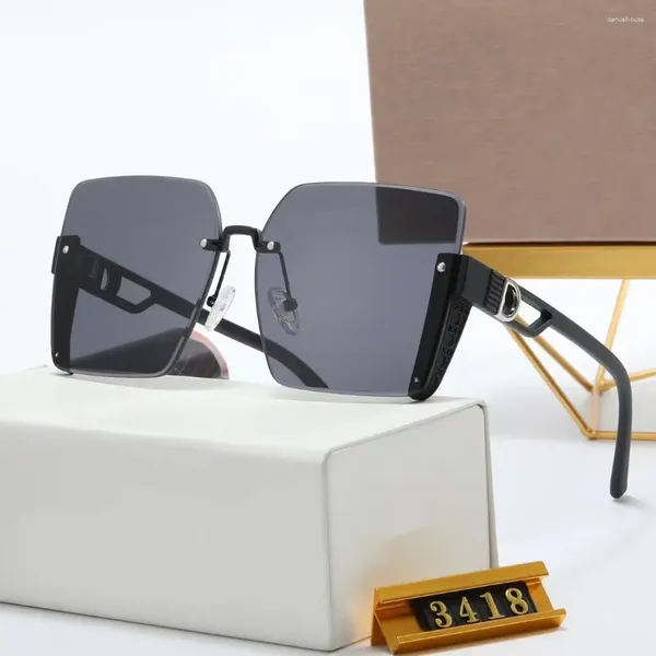Sonnenbrille 2024 Trending Square Frauen Männer Markendesigner Halbrahmen Gradientenlinse Übergroße Sonnenbrille zum Fahren
