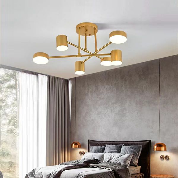 Luz de teto nórdica, base múltipla de lâmpada led preta/branca/dourada para sala de estar/sala de jantar/quarto, lâmpada de teto AC110-220V