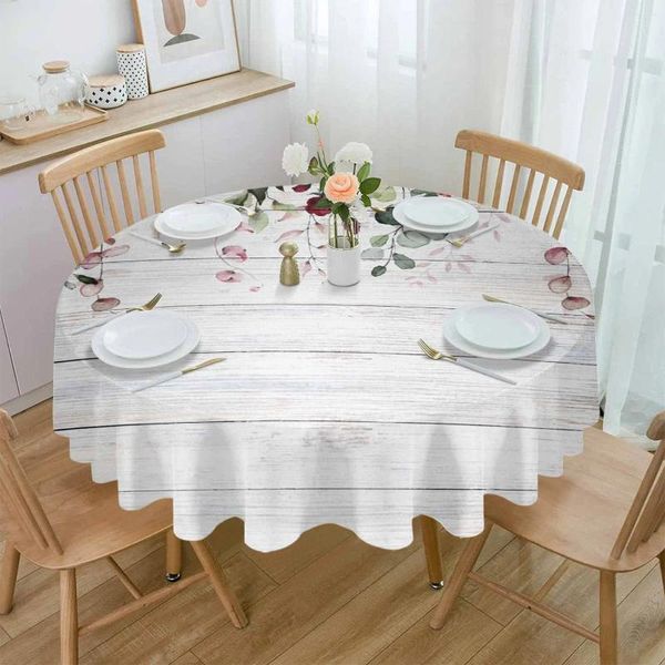 Pano de mesa dia dos namorados azul rosa planta à prova dwaterproof água toalha de mesa decoração casamento casa cozinha sala de jantar redonda