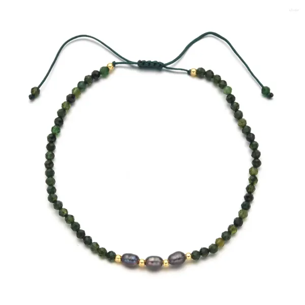 Braccialetti con ciondoli ZMZY Moda Pietra Naturale Bracciale di Perle Fatto a Mano Regolabile Carino Perline di Cristallo Catena di Gioielli per Le Donne Ragazza Amici Regali