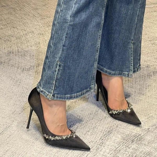 Модельные туфли, туфли-лодочки без шнуровки со стразами и блестками, туфли-лодочки без шнуровки с острым носком, шелковые туфли на высоком каблуке 6, 8, 10 см, свадебная женская вечеринка
