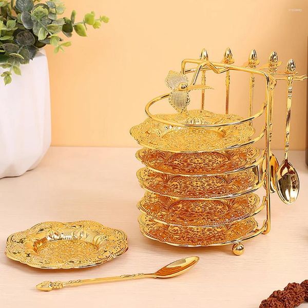 Conjuntos de louças Placa de bolo de ferro europeu Festables Bandejas de sobremesa servindo pratos para festas Snack Display Set Tier Cupcake Stand Stands
