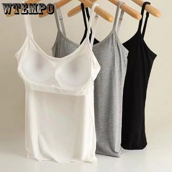 Regatas femininas sexy verão camisola ajustável sutiã acolchoado confortável macio menina senhoras camis colete cortado