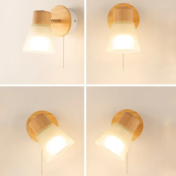 Lampada da parete Nordic LED con paralume in vetro interruttore per illuminazione interna Adatto camera da letto Comodino Soggiorno e decorazione domestica