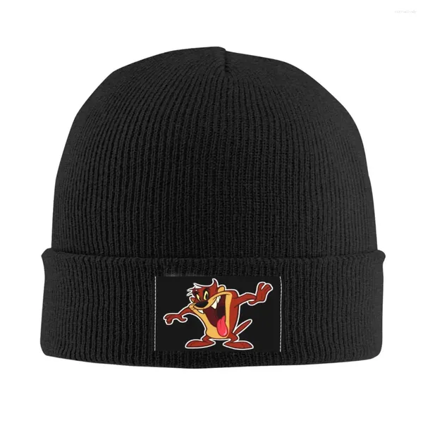 Berets Tasmanian Devil Skullies Beanies Caps Winter Warm Frauen Männer Strickmütze Erwachsene Unisex Cartoon Taz Anime Wild And Crazy Bonnet Hüte