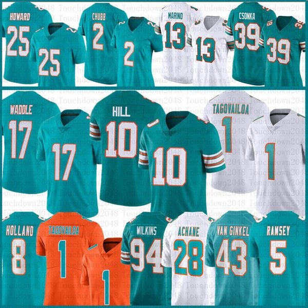 Tyreek Hill Jaylen Waddle Tua Tagovailoa Jersey Football Jevon Holland Dan Marino Phillips Jalen Ramsey Van Ginkel Devon Achane Raheem Mostert