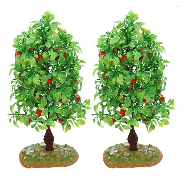 Fiori decorativi 2 pezzi Modello di albero di simulazione Giocattoli Modelli di decorazione di frutta Mini tavolo di sabbia Layout di varietà di piante Alberi in miniatura