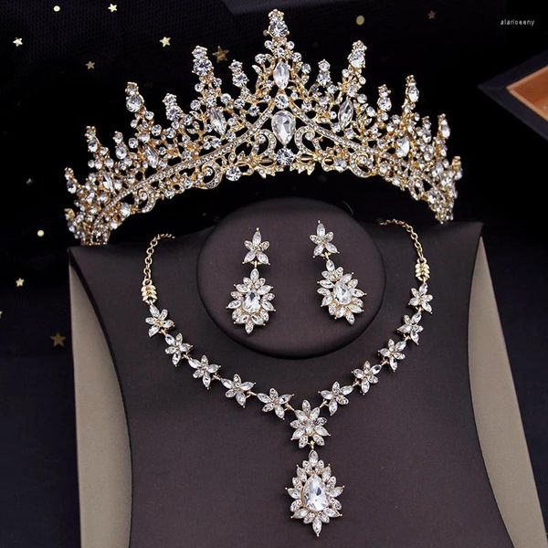 Colar brincos conjunto lindo tiaras de noiva para mulheres gargantilha casamento coroa noiva baile noite jóias acessórios