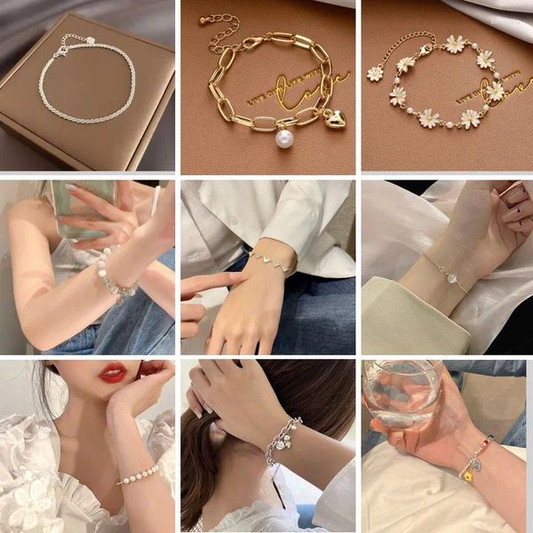 Charme pulseiras vintage francês luxo pérola rosa para mulheres meninas vermelho branco flores pulseira elegante acessórios de jóias de casamento