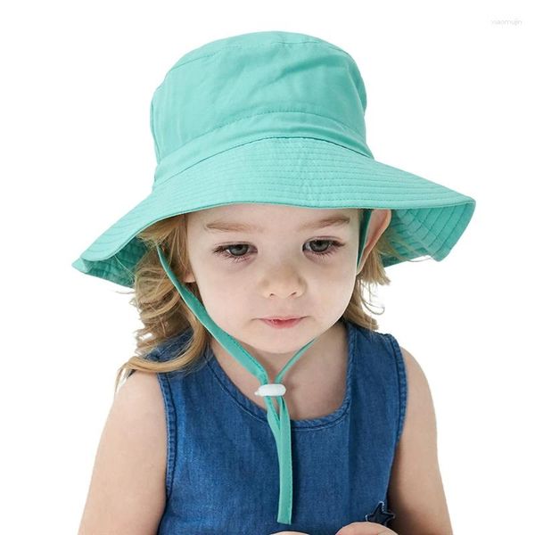Шапки 2024, летняя детская шляпа от солнца, детская уличная шея, защита от УФ-излучения, пляжные шапки для мальчиков и девочек, плавание для детей 0-3 лет