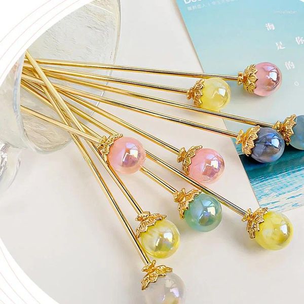 Grampos de cabelo moda doce pirulito bola hairpin deslumbrante sereia ji colorido hairstick acessórios para mulheres meninas