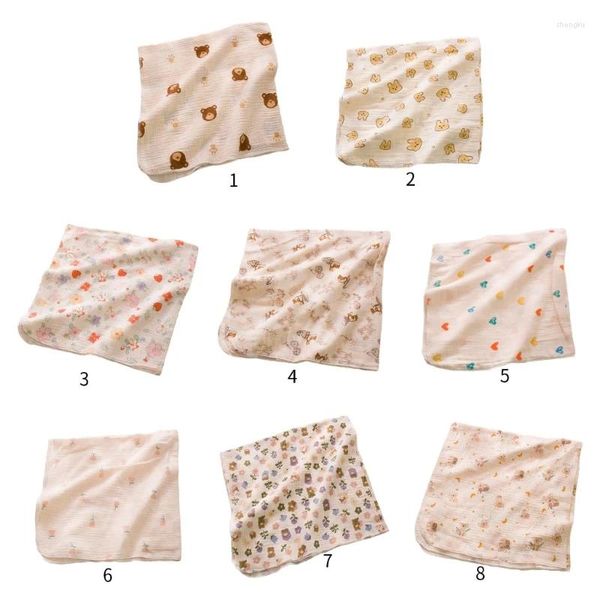 Coperte Baby Swaddle Wrap Garza-Cotone Stampa Coperta Asciugamano da bagno per neonati Biancheria da letto per culla Non fluorescente Born