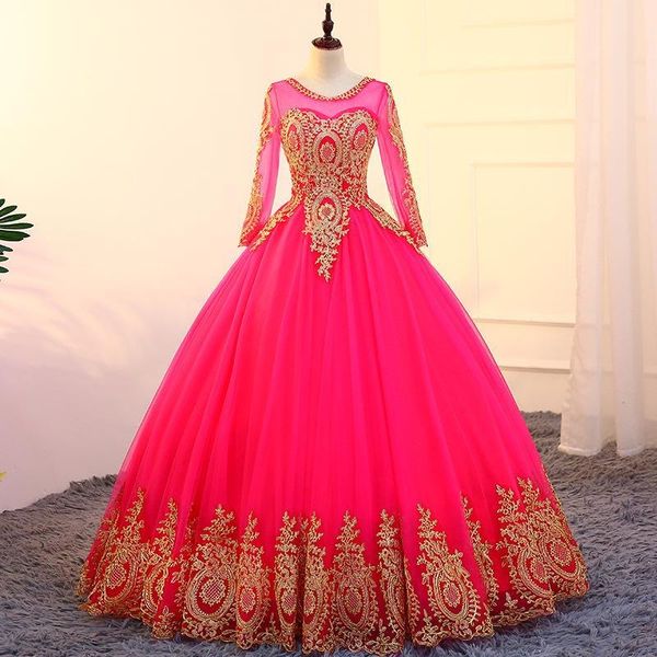 2024 lange Ärmel Mutter des Tülls eine Linie bodenlange Abendkleider Neue Pink Braut Spitzen -Prom Party Bräutigam Kleider für Hochzeit 403