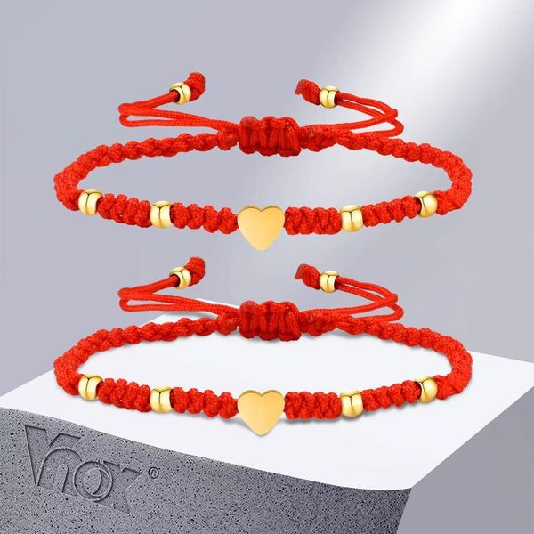 Link pulseiras vnox artesanal trançado sorte cor vermelha corda corrente casal para mulheres homens amor promessa lembrança presentes