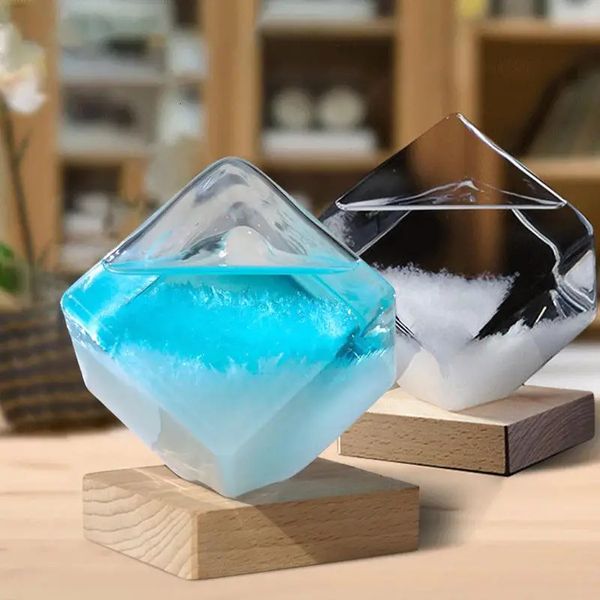 Previsão do tempo Tempestade Vidro Cubo de Água Barômetro Desktop Garrafa de Cristal Transparente Presente de Aniversário Decoração de Mesa Criativa 240125