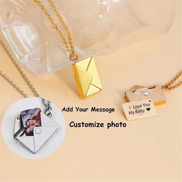 Busta personalizzata personalizzata Collana personalizzata Po Collana collare Ciondolo a catena Nome inciso Gioielli Gioielli Po nascosti Regalo per lei 240119