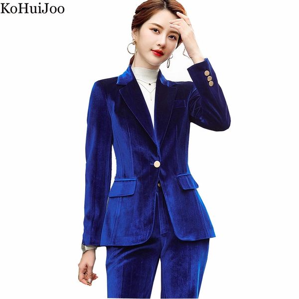 Preto azul veludo blazer feminino 2024 primavera outono manga longa terno de negócios jaqueta formal duplo breasted blazers casacos tamanho grande 240127