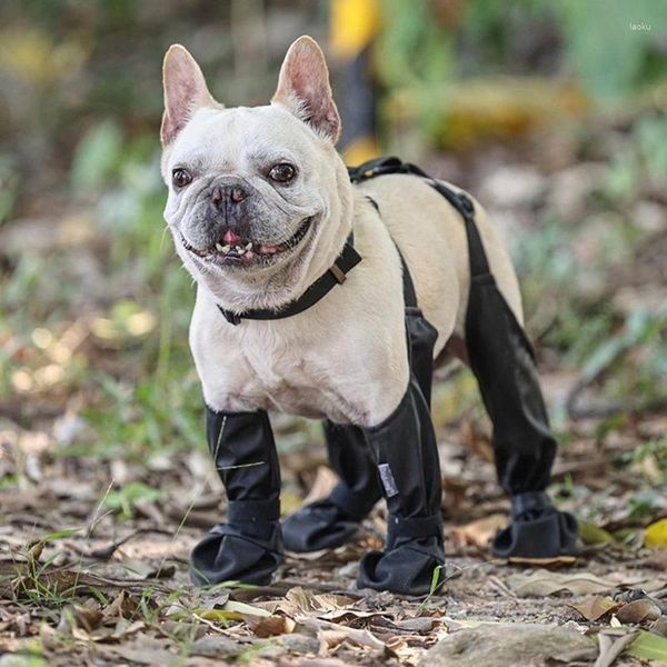 Abbigliamento per cani 67JE Scarpe da pioggia per stivali di sicurezza antiscivolo per cuccioli con colletto per passeggiate all'aperto