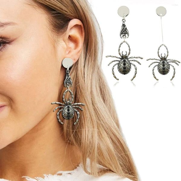 Brincos pendurados recichgu engraçado halloween aranha pingente mulher irregular banhado a prata orelha studs acessórios jóias presente da amizade