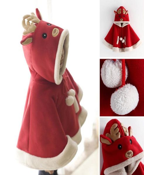 Mantello di Natale per bambini039 Buon Natale Rosso Babbo Natale Pelliccia sintetica Bambini Giacche e mantelle Scialle invernale caldo per ragazza9737990