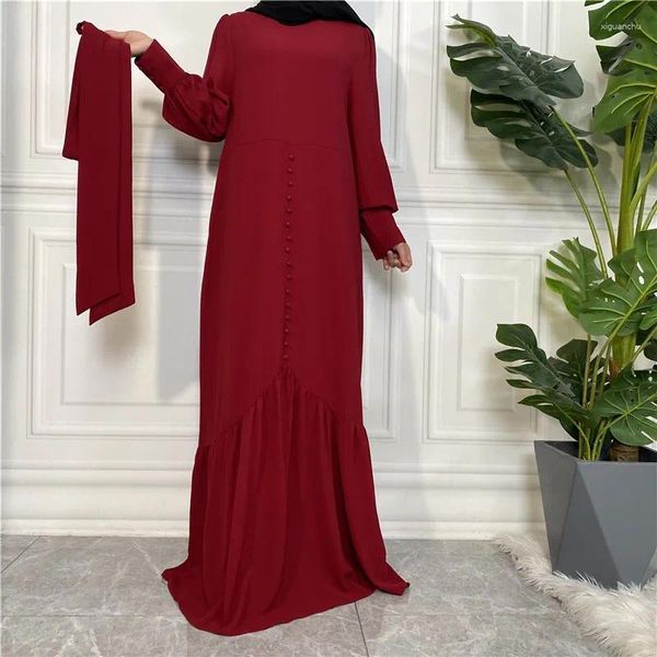 Abbigliamento etnico Modesto Abaya musulmano Abito lungo da donna a maniche lunghe Turchia Abito da festa arabo caftano Dubai Eid Ramadan Preghiera Islam Jalabiya